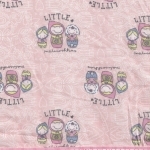 DERNIER COUPON Tissu little matrioshkas fond rose 73x140 cm