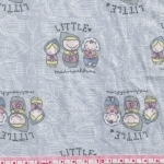 Tissu little matrioshkas fond bleu 20x140 cm
