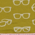 Tissu Echino Lunettes fond moutarde 20x110 cm