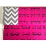 Tissu Echino lunettes fond fuchsia bordure chevrons 20 x 110 cm