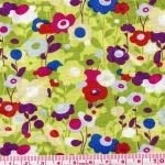 Popeline Manon fleurs vintage fond vert 20x140 cm