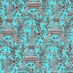 Tissu Tour Eiffel Turquoise 40 x 110 cm