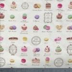 Tissu mini macarons fond beige 20x110 cm