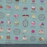 Tissu mini macarons fond bleu gris 20x110 cm