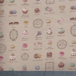 Tissu mini macarons fond café au lait 20x110 cm
