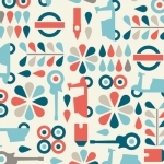 DERNIER COUPON Tissu Mod Squad Scooter Guitare Mix bleu corail 2m25 x110 cm