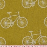 Tissu Echino ENDUIT Vélos fond moutarde 20x110 cm