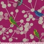 Tissu Echino oiseaux fond fuchsia 20 x 110 cm