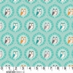 Tissu Les Amis Hibou fond aqua 20x110 cm