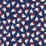 Tissu Chic Marine Bateaux fond marine coque corail