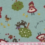 Tissu petit chaperon rouge fond bleu 20x110 cm