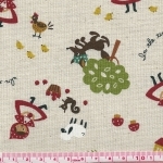 Tissu petit chaperon rouge fond lin 20x110 cm