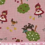 Tissu petit chaperon rouge fond rose 20x110 cm