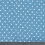 Popeline mini étoiles blanches fond bleu clair 20x140 cm