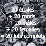 20 pressions KAM résine forme étoile coloris gris argent