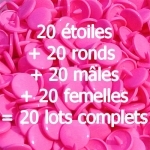 20 pressions KAM résine forme étoile coloris rose fushia