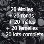 20 pressions KAM résine forme étoile coloris noir