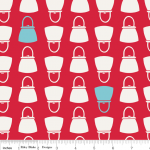 Tissu Millie's Closet sac à main fond rouge 20x110 cm