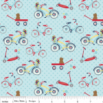 Tissu Dress up days Vélo fond bleu 20x110 cm