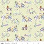 Tissu Dress up days Vélo fond vert anis 1m x110 cm