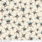 Tissu Pirate Matey's têtes de mort fond crème 20x110 cm