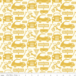 Tissu Cruiser Boulevard voitures et scooters fond jaune 20x110 cm