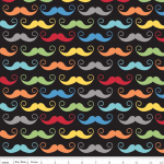 Tissu Geekly Chic moustaches fond noir 20x110 cm