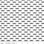 Tissu Geekly Chic mini moustaches noires fond blanc 20x110 cm