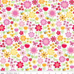 Tissu Ladybug garden fleurs abeilles 20x110 cm