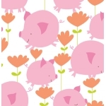 Tissu Get Together cochons et fleurs 25 x 110 cm