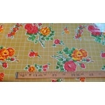 Toile cirée Kitch Kitchen roses fond gold 50x120 cm