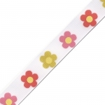 Ruban marguerites (fond rose pâle) 50cm