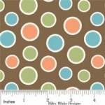 DERNIER COUPON Tissu Mod Tod cercles fond marron 1m25 x110 cm