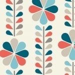 Tissu Mod Squad Fleurs bleu corail 20x110 cm