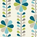 DERNIER COUPON Tissu Mod Squad Fleurs bleu vert 2m10 x110 cm