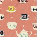 Tissu Echino Melody Miller Tasses fond rose 40x110 cm