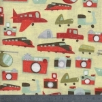Tissu Appareil photo et train 20 x 110 cm