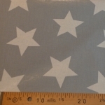 Toile enduite grosses étoiles blanches sur fond gris clair 50x140 cm