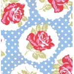 Tissu Delilah Lulu Rose fond bleu 20x110 cm