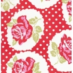 Tissu Delilah Lulu Rose fond rouge  20x110 cm