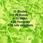 20 pressions KAM résine forme étoile coloris vert lime
