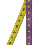 Ruban Etoiles réversible violet / jaune 1m