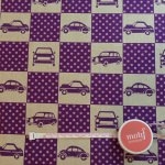 Tissu Echino damier voitures fond violet 20x110 cm