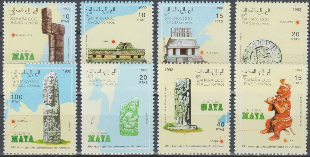 Sahara Occidental Mayas Série neuve de 1992 MONDE Timbres