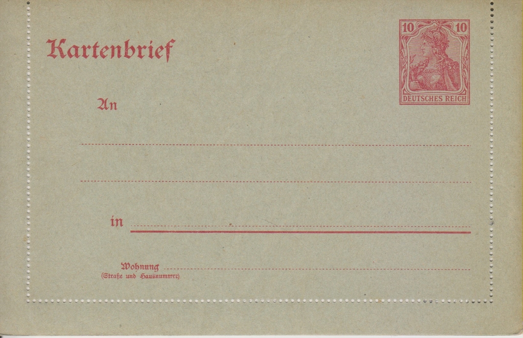 Allemagne Carte Lettre Entier Postal Neuf Au Type Germania Mi