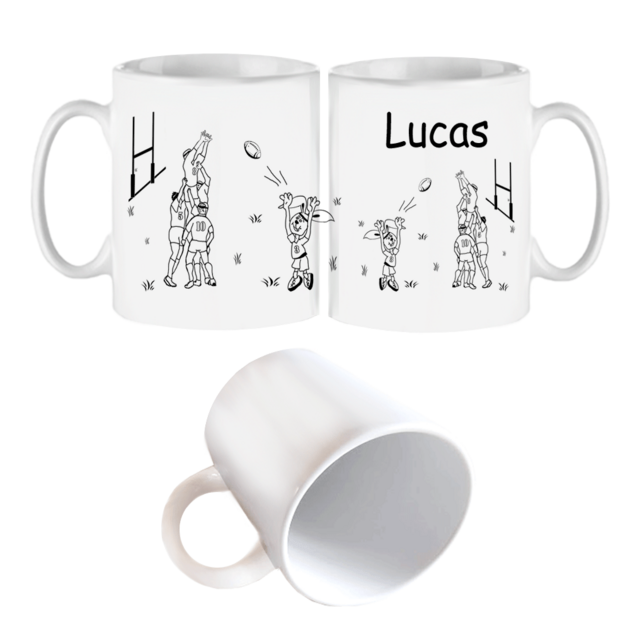 Mug Rugby touche à personnaliser Texti Cadeaux