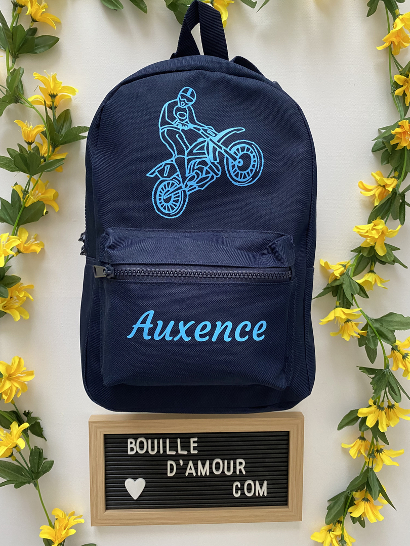 Sac Dos Enfant Personnalis Moto Bouille D Amour