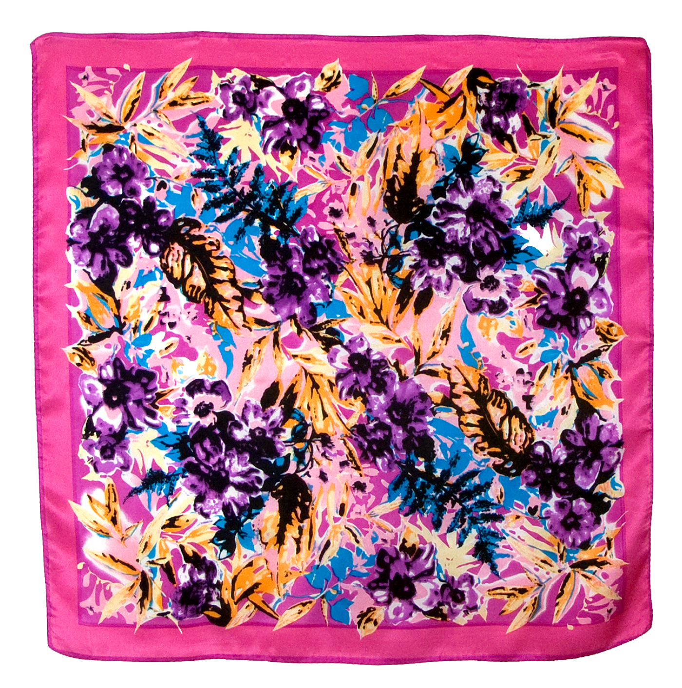 CARRE DE SOIEZ IMPRIME vintage fleuri rose 1