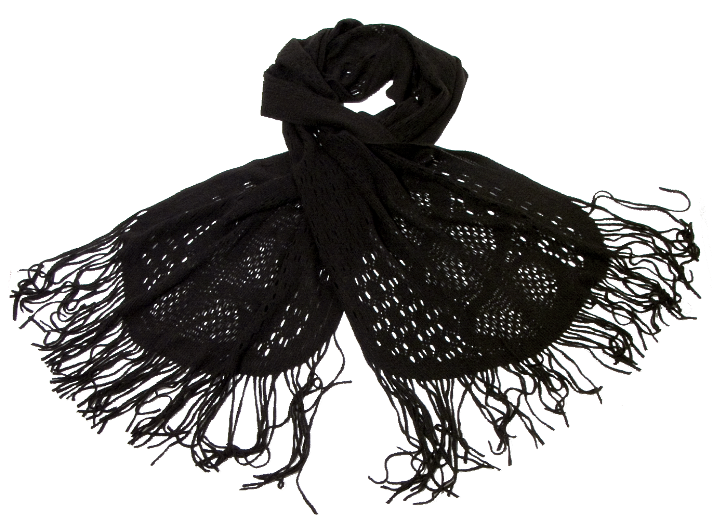 ECHARPE NOIRE LAINE MAILLE DENTELLE 234 2