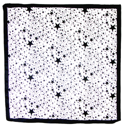 Carré de soie foulard noir imprimé étoiles 85 x 85 cm